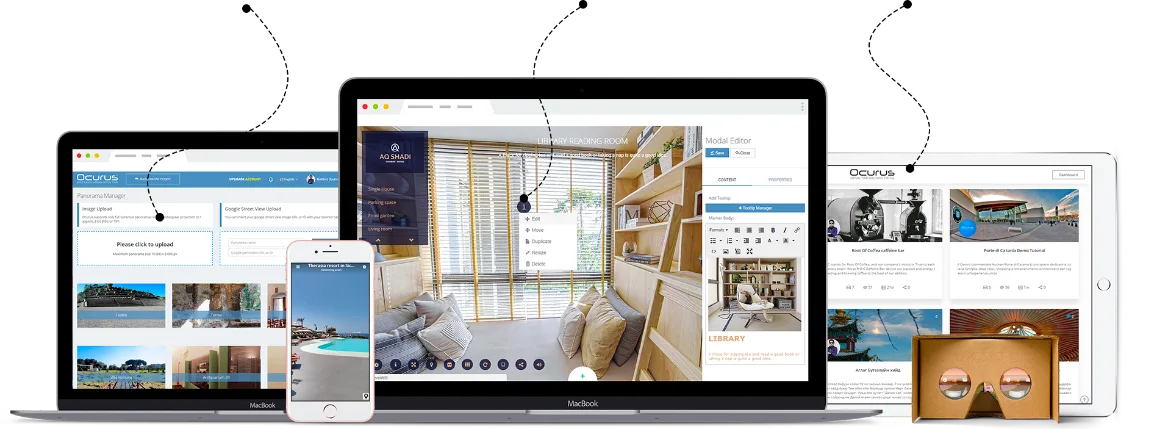 Ocurus 360° virtual tour creator interface